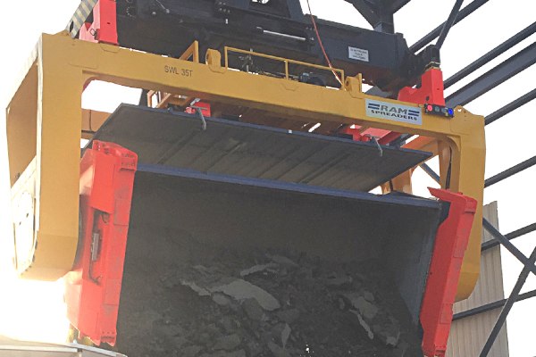 RAM Revolver on reach stacker unloading copper concentrate