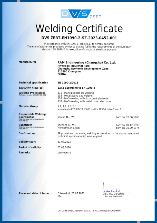 RLT Welding Certificate